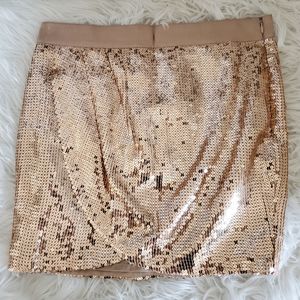 Sparkling Rose Gold Sequin Mini Skirt